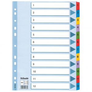 Przekładki Esselte A4 Mylar 1-12